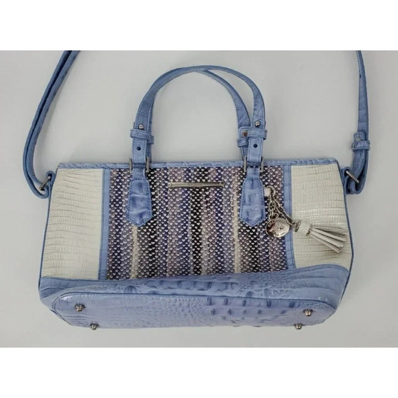 BRAHMIN Mini Asher Purse Periwinkle Monroe Leather Crossbody - Picture 7 of 16